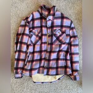 SAGE Collective Ladies' Plush Shirt Jacket Purple M